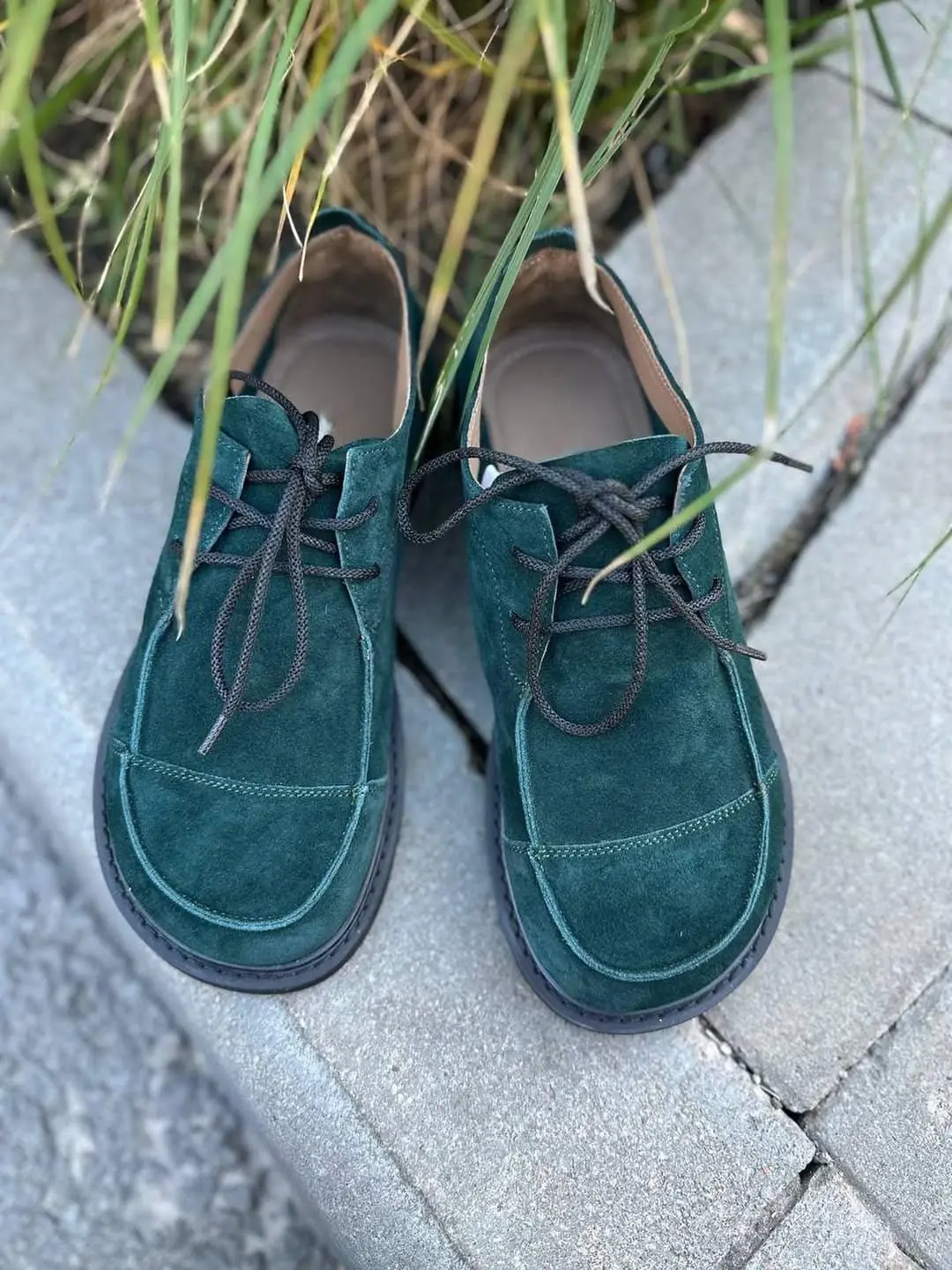 Wide Toe Box Leather Sneakers Handmade Women Suede